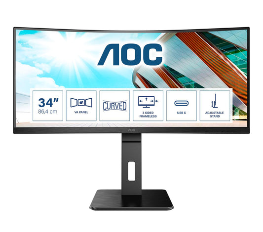 P2 Series - 34 inch - Curved - UltraWide Quad HD VA LED Monitor - 3440x1440 - HAS / USB-C / Speakers